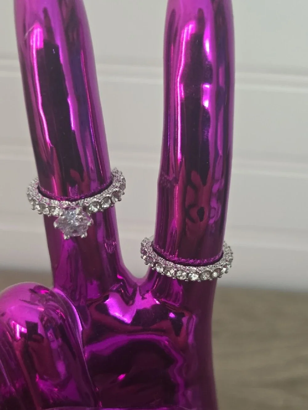 Silver-Tone Sparkle Cubic Zirconia Ring Wedding Set